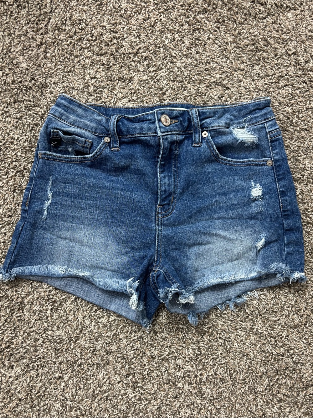 KanCan Blue Denim Stretchy Shorts with Distressing Details Woman 27